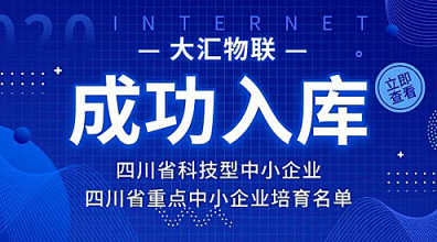 大匯物聯(lián)公司成功入庫(kù)四川省科技型中小企業(yè)和四川省重點(diǎn)中小企業(yè)培育名單